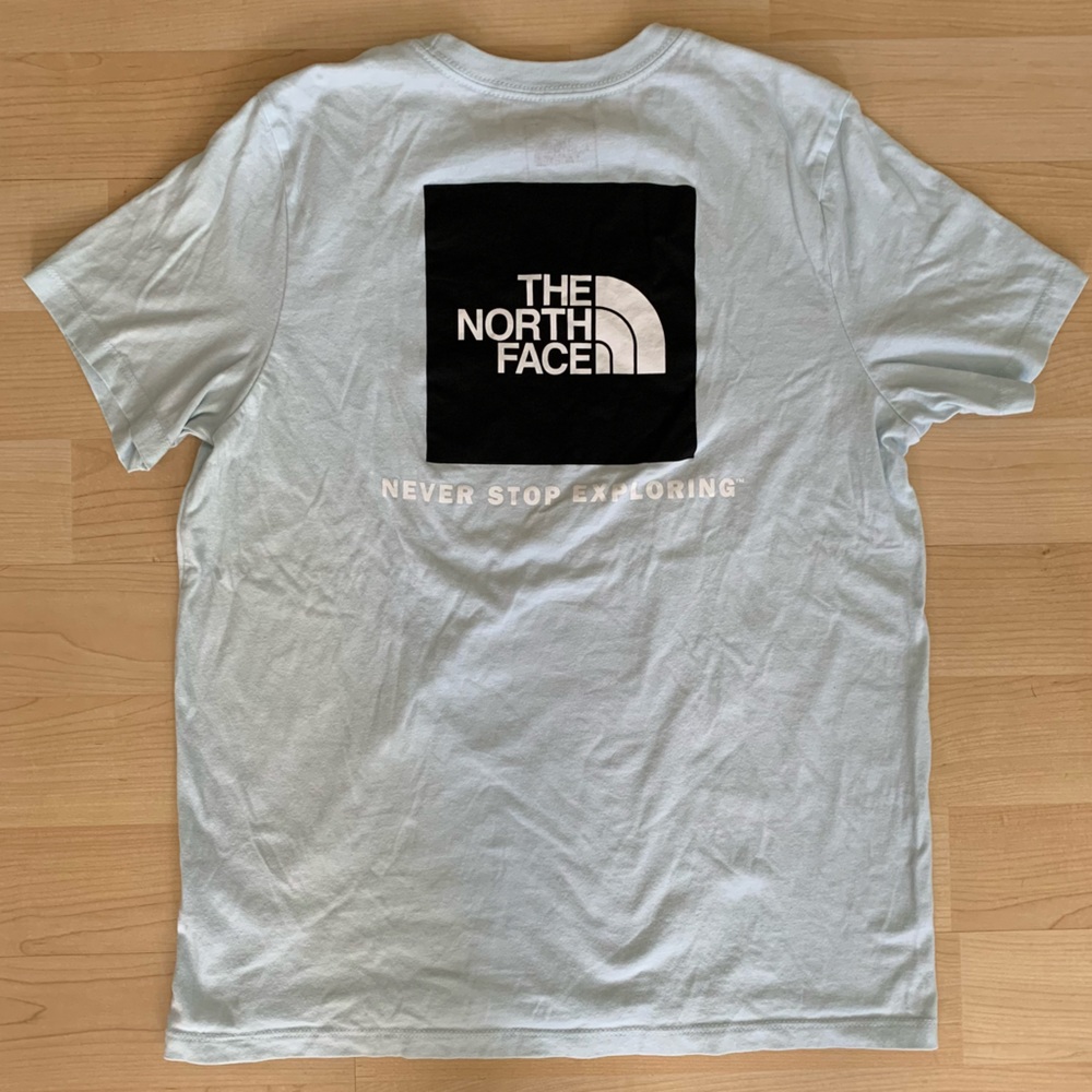North Face Light Blue Logo Box Tee